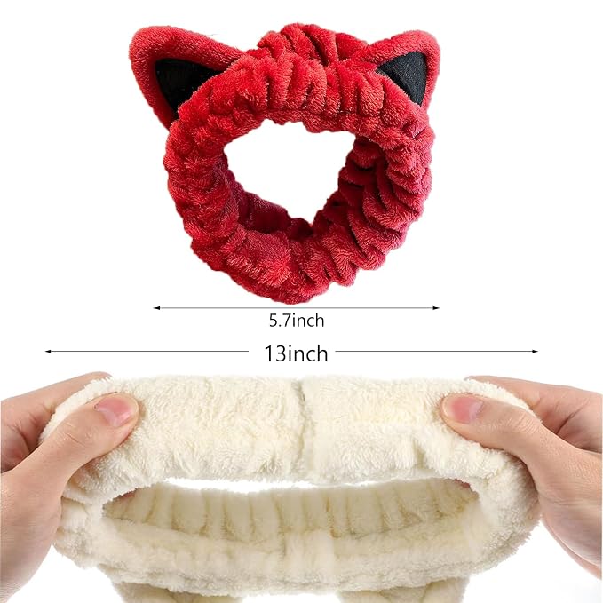 2 Pcs Cat Ears Headband, Cute Spa Headbands - Image 6