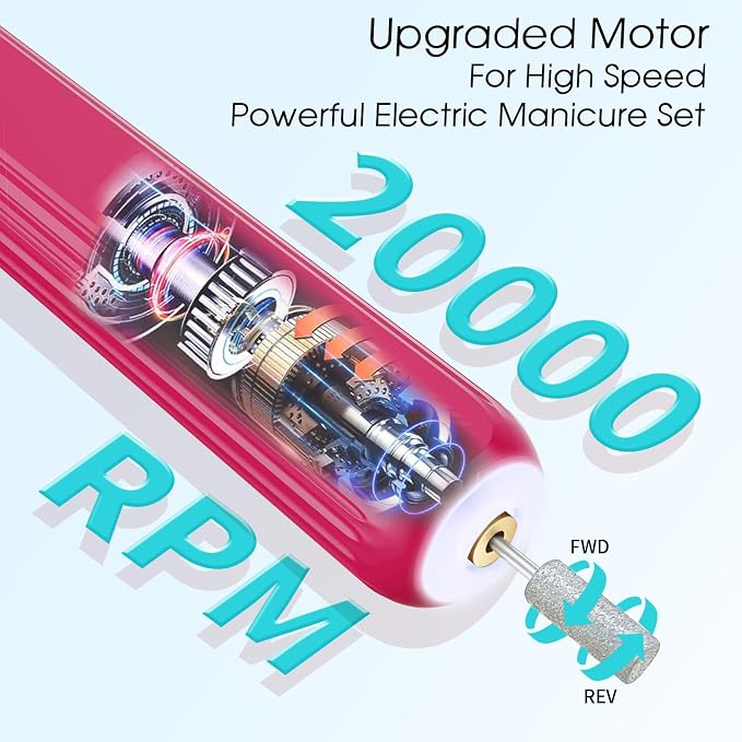 Professional Manicure Pedicure Kit -360° Light, Rechargeable Electric Nail Drill - Image 4