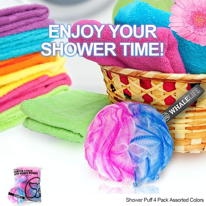 Loofah Sponge Bath Sponge for Women Men 4 Pack - Image 6