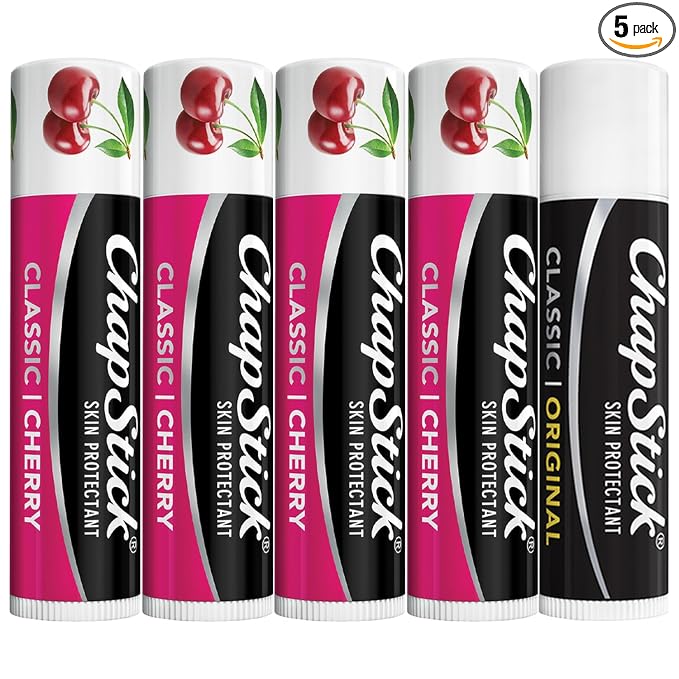 ChapStick Cherry Lip Balm 4-Pack + 1 Original ChapStick, Lip Moisturizer by ChapStick