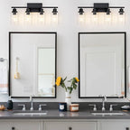 4 Light Black Bathroom Vanity Light Fixture Over Mirror Modern Farmhouse Wall - Image 2