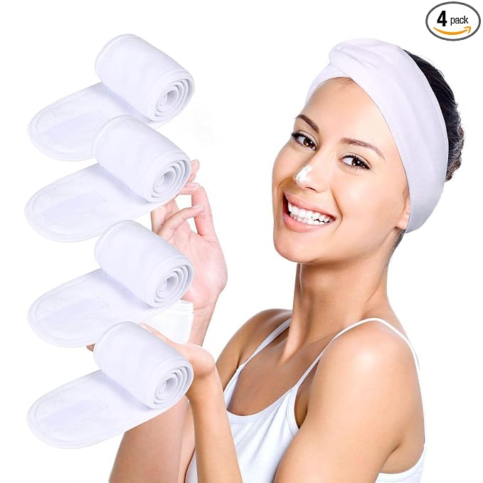 Facial Spa Headbands 4 PCS, Makeup Shower Bath Wrap Sport Headband Terry Cloth by TDHDIKE