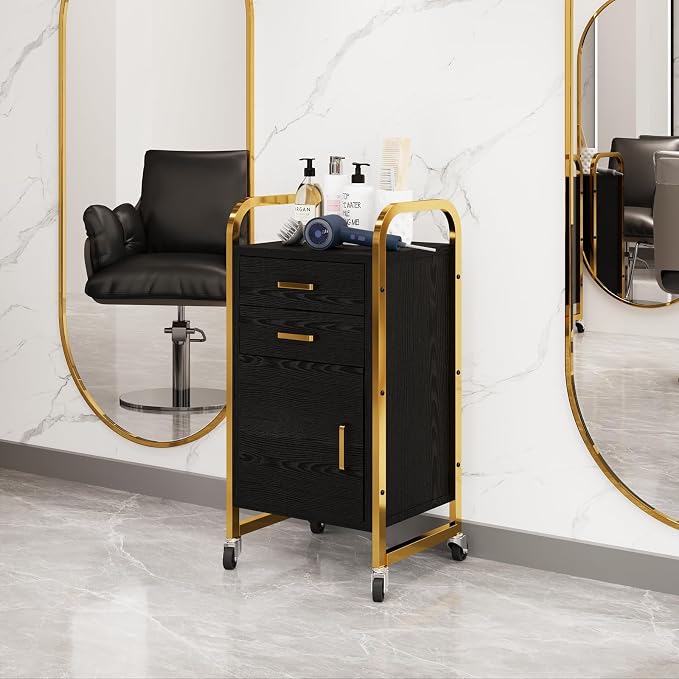 4ever2buy Black and Gold Salon Trolley Cart - Image 8