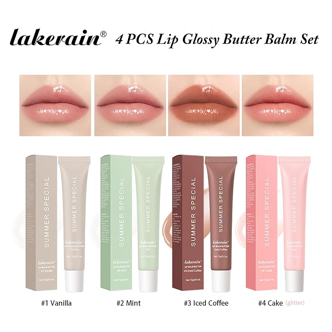 4 PCS Lip Glossy Butter Nourishing Balm, Lightweight, Non-Sticky, Long-lasting - Image 7