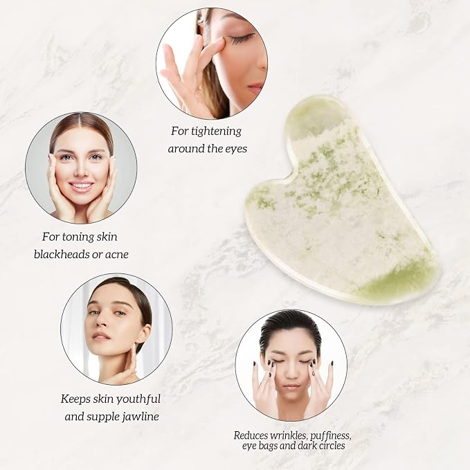 Gua Sha Facial Tools Set of 3 Guasha Massage Tool Jade Gua Sha Scraping Massager - Image 3