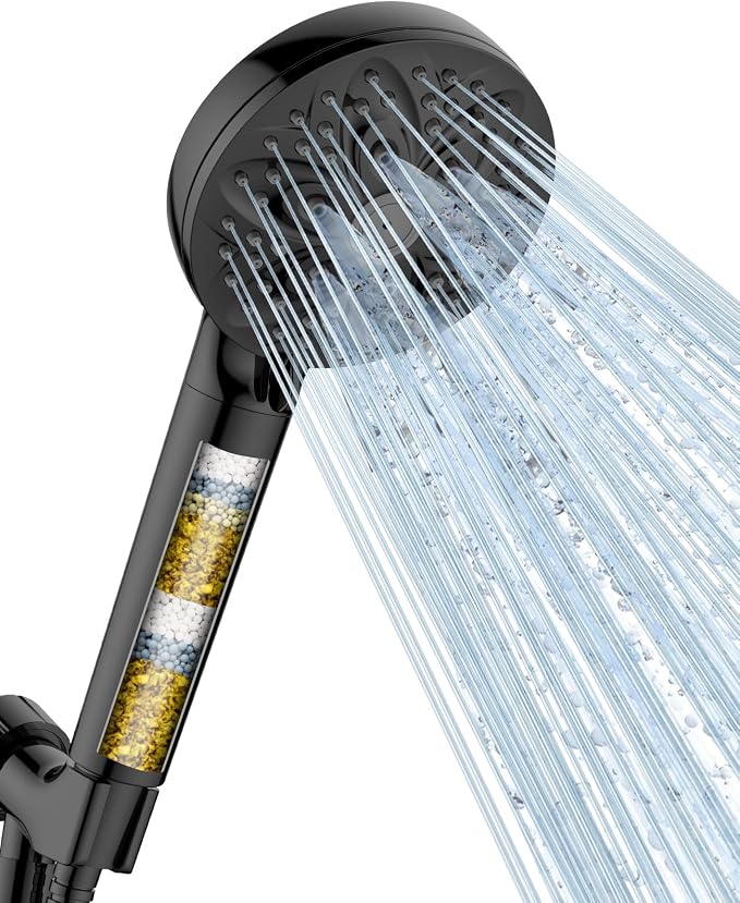 6-Setting Filtered Handheld Shower Head, JDO High Pressure Shower Head by JDO