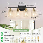 Indoi 4-Light Bathroom Light Fixtures, Bathroom Wall Lamp - Image 8