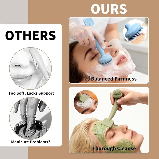 2 Pack Silicone Face Scrubber, 2 in 1 Facial Cleansing Brush & Face Mask - Image 5