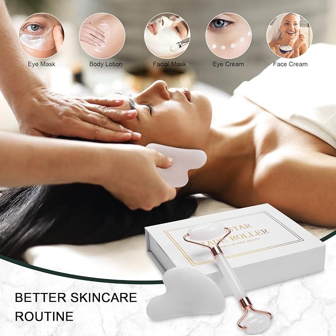 Jade Roller for Face, Facial Roller Massager Skin Care Tool, Gua Sha Facial - Image 5