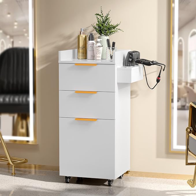 OmySalon Salon Cart with Wheels, 3-Tier Rolling Hair Styling Station, 2 Drawers - Image 2