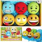 HZEX Large Emotion Face Bath Bombs Set of 6 – Fun Emoji-Inspired Spa Fizzies – by HZEX
