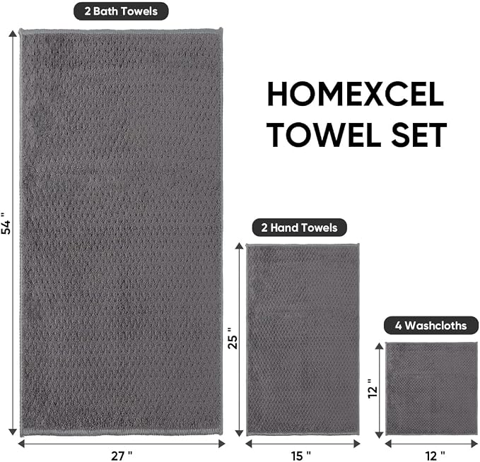 HOMEXCEL 8 Piece Bath Towel Set, Microfiber Bathroom Towel - Image 4