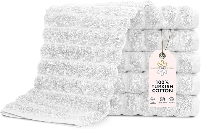 Classic Turkish Towels CTT Luxurious 100% Turkish Cotton Washcloths 6 Pack by ClassicTurkishTowels