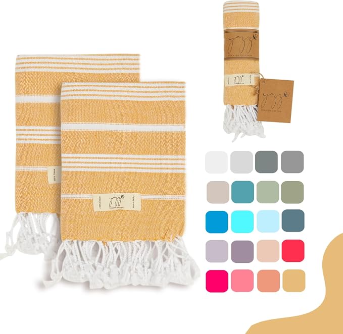 Hand Towels - Set of 2, Decorative Peshtemal Cotton Hand Towels by YAZZTURKISHCOTTON