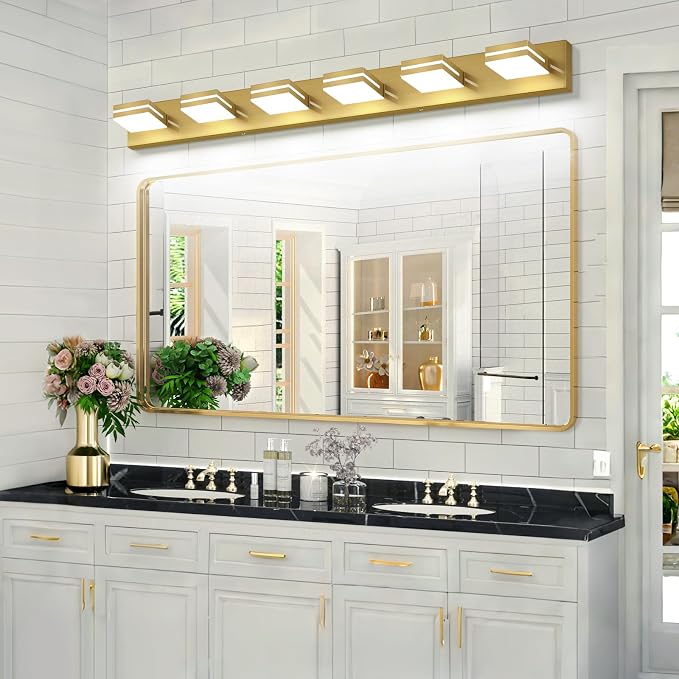SineRise LED Modern Bathroom Vanity Light Fixtures, Brass Modern Acrylic - Image 7