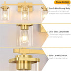 3-Lights Gold Bathroom Light Fixtures, Bathroom Vanity Light Over Mirror - Image 4
