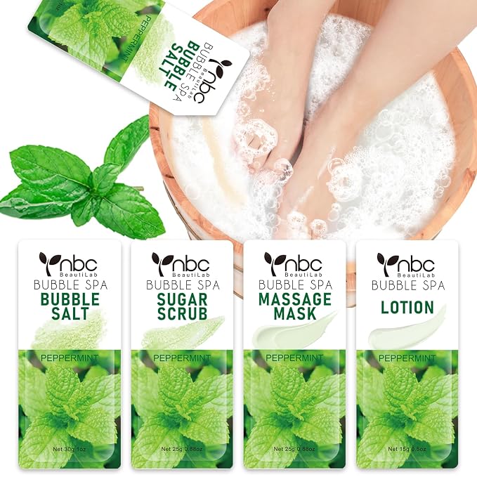Pedicure Kit Foot Soak Set: Bubble Salt, Sugar Scrub, Massage Mask, Massage by nbcBeautiLab
