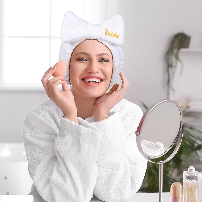 Bridal Print Plush Wash Face Headband - Image 4