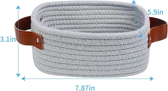 ABenkle Small Storage Basket, Mini Rope Woven Baskets, Cute Shelf Closet - Image 2