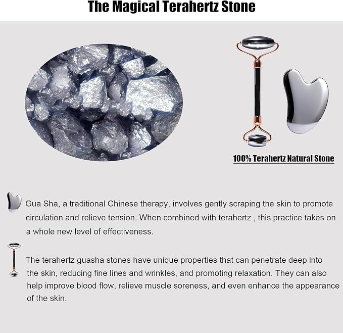 Terahertz Gua Sha & Roller Facial Tools, Face Roller and Gua Sha Set, Guasha - Image 4