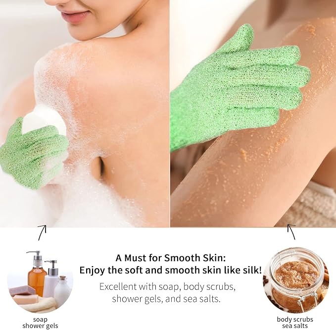 Alotpower 24 Pieces Exfoliating Bath Gloves, Made of 100% Nylon, 12 Colors - Image 3