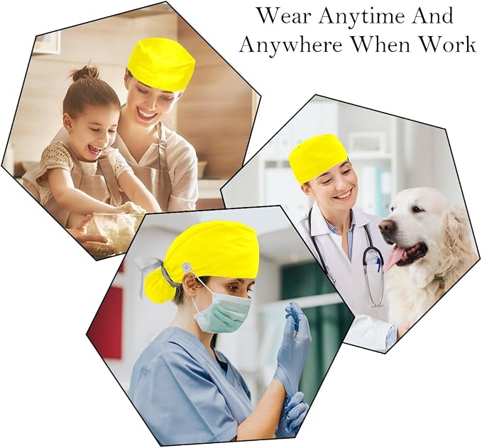 Scrub Cap with Hair Scrunchy, Ponytail Holder Surgical Cap - Image 5