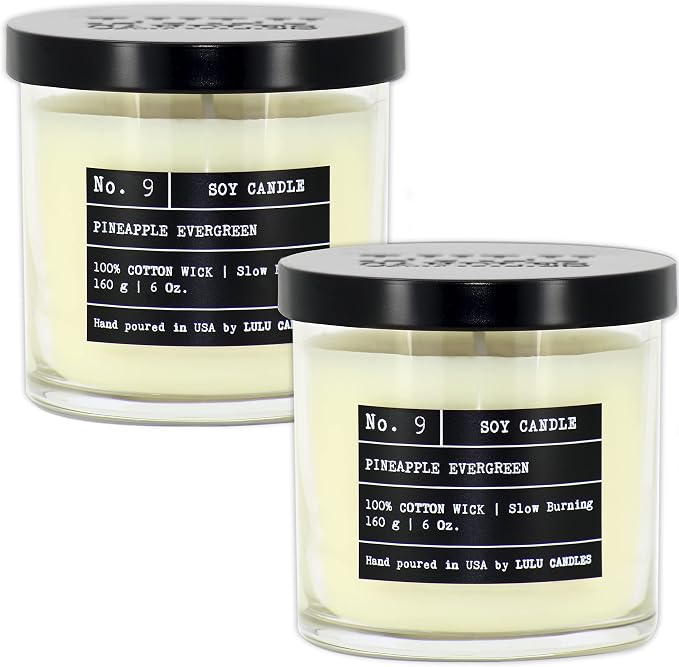 Lulu Candles | Pineapple Evergreen | Luxury Scented Soy Jar Candle | Hand by LULUCANDLES