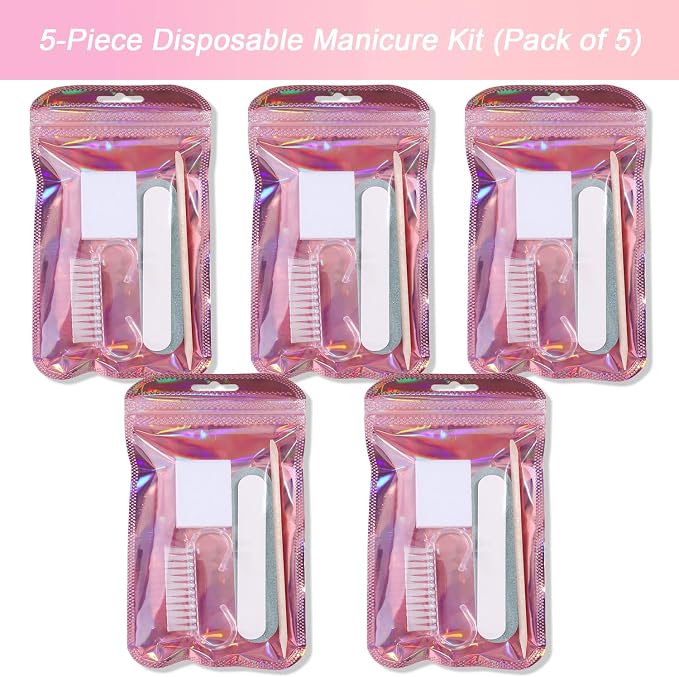 5-Piece Disposable Manicure Kit, Bulk Mini Nail Care Set - Image 2