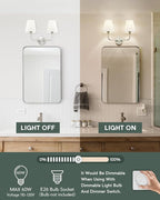 2-Light Bathroom Light Fixtures, Brushed Nickel Vanity Lights, Double Wall - Image 2