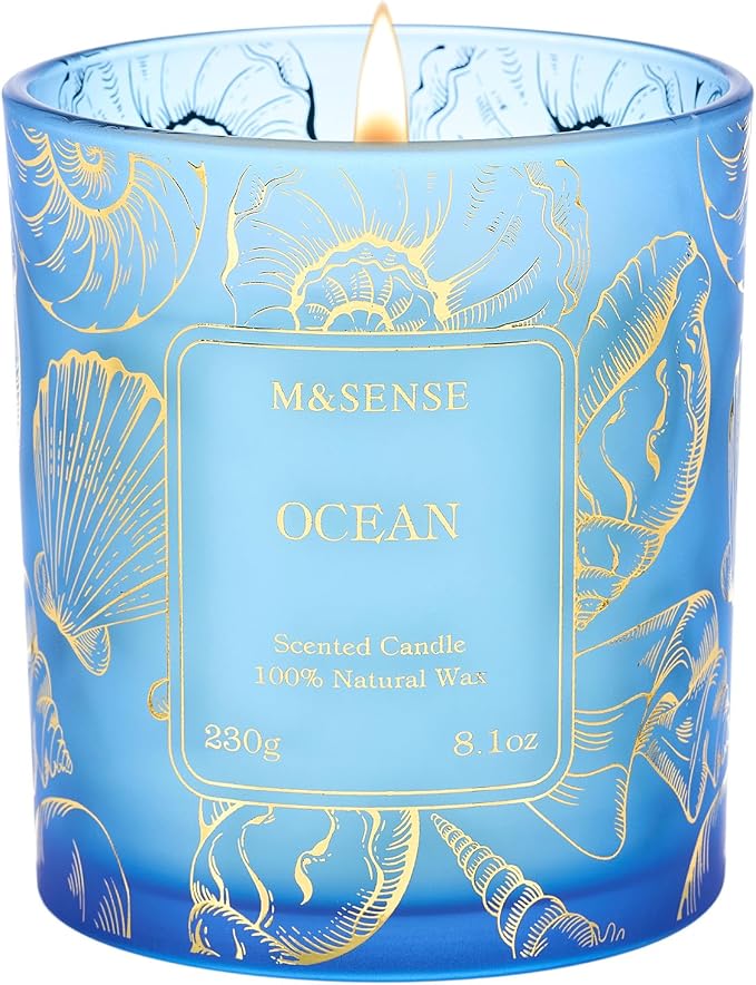 M&SENSE Ocean Scented Candles, Vegan Soy Candles, 8.1oz 42-Hour Slow Burning by MSENSE