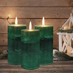 Dark Green Pillar Candles 3x6 Inch Fir Scented Candles Hand-Poured Long Lasting - Image 8
