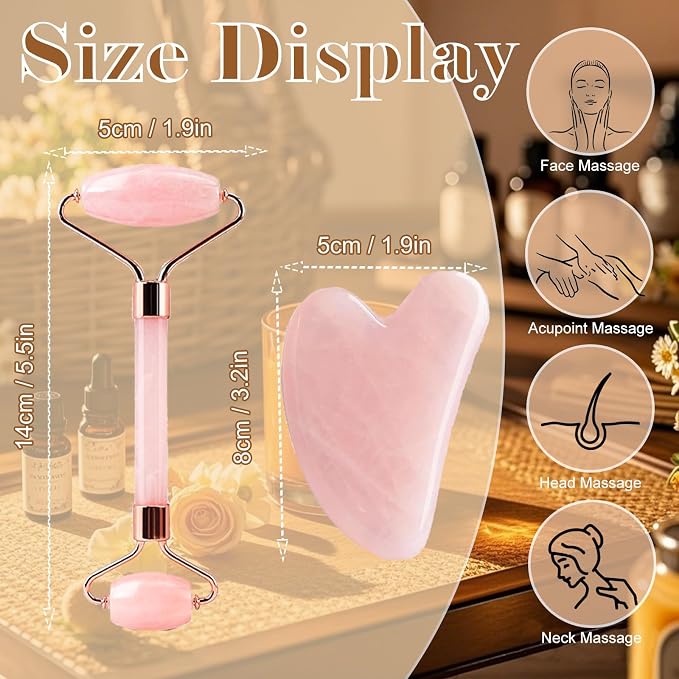 Gua Sha Facial Massage Tool and Roller Set, Facial Massager - Image 6