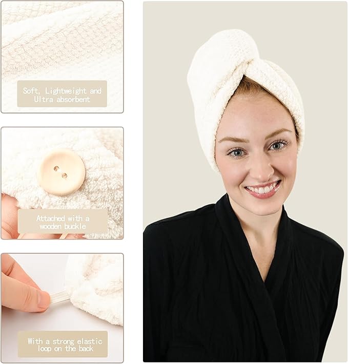 ROLSHOL Extra Large 4 Pack Microfiber Hair Towel Wrap - Image 4