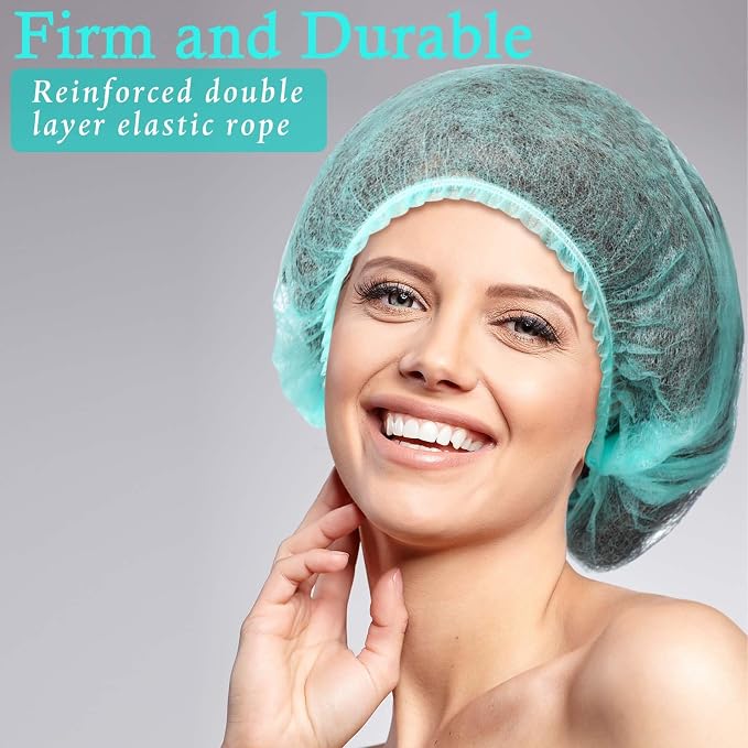 100 Pcs Disposable Nonwoven Bouffant Caps 21 Inch Hair Net Elastic Cap Hair - Image 5