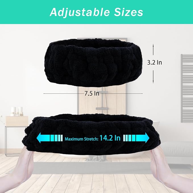 Microfiber Spa Headband 3-Pack, Soft Terry Cloth Headband - Image 5