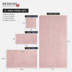 REDKISS Pink Microfiber Bath Towels Set 8 Piece - Image 3