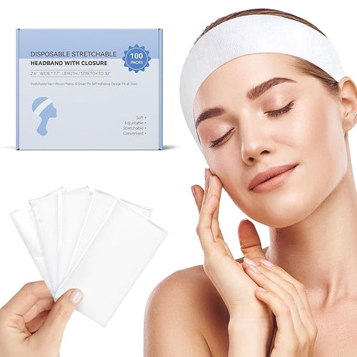 100 Count Disposable Headbands for Spa Headband for Washing Face Individually by BESTCHOICEFORYOU%EF%BC%81