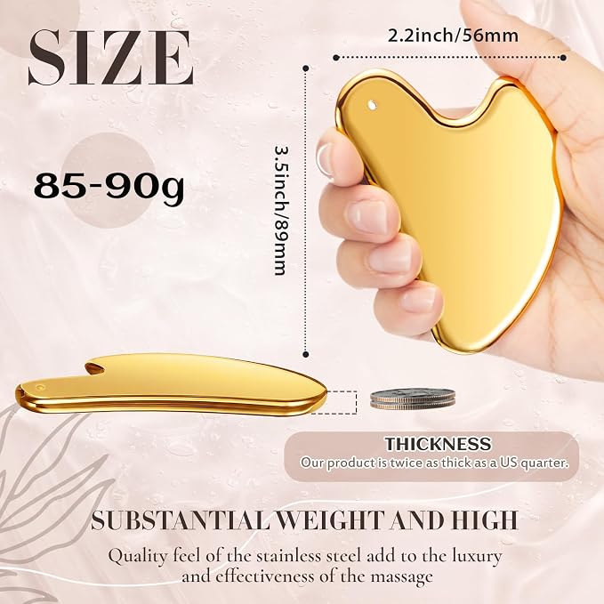 Nuanchu Stainless Steel Gua Sha Facial Tool, Metal Gua Sha - Image 2