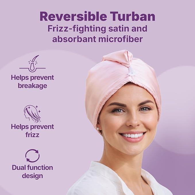 Goody Reversible Satin & Microfiber Turban, Day to Night Styling, Dual-Sided - Image 2