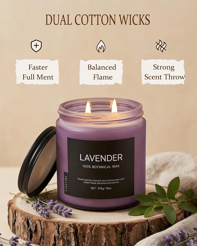 Lavender Scented Candle for Relaxation, 13oz Soy Wax Candle, 70–80 Hour Burn - Image 4