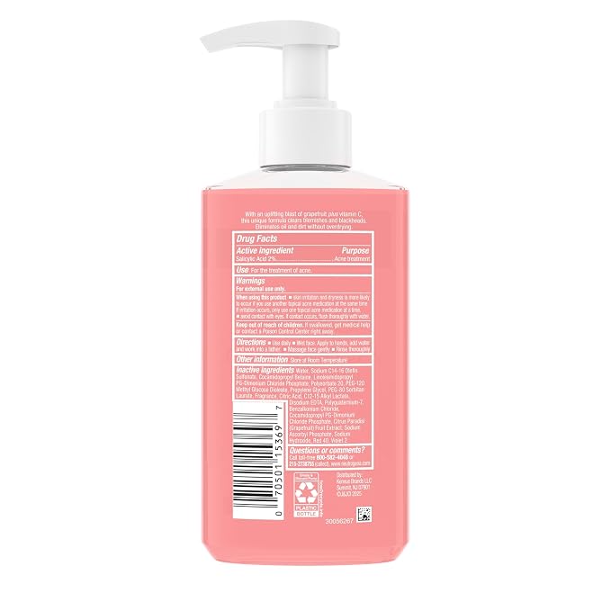 Neutrogena Oil-Free Acne Wash Pink Grapefruit Facial Cleanser - - Image 8