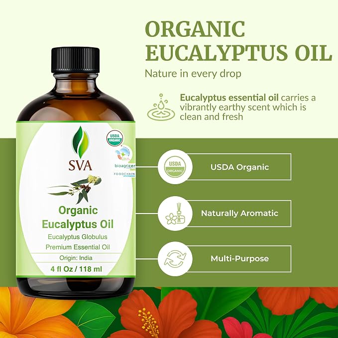 SVA Eucalyptus Essential Oil Organic – 4 Fl Oz – 100% Natural Organic - Image 2