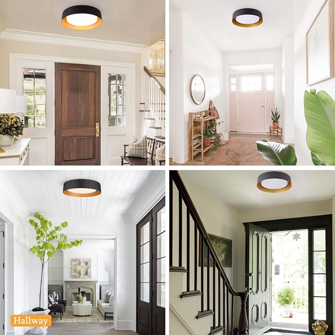 Bargeni 16.5 Inch LED Ceiling Light Fixture, Dimmable Flush Mount Matte Black - Image 7