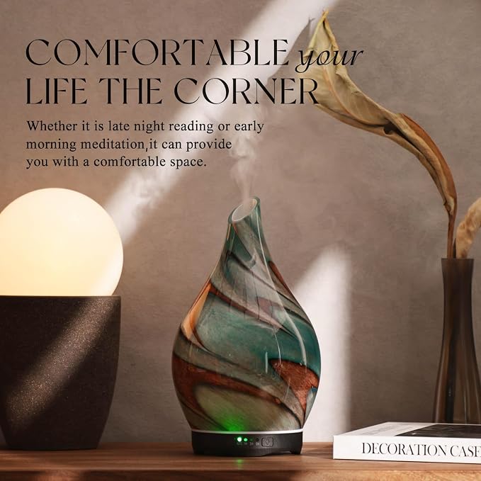 Porseme 280ml Essential Oil Diffuser Glass Color Changing Aroma Air Diffusers - Image 7