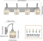 4-Light Crystal Vanity Light, Modern Chrome Bathroom Wall Sconce - Image 4