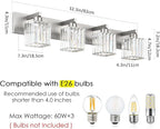 Aipsun Brushed Nickel Bathroom Lighting Fixtures 4 Light Crystal Modern - Image 6
