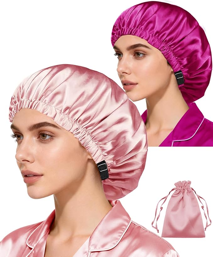 3Pcs Hair Bonnets For Sleeping Satin Bonnet For Women Silk Bonnets Womens Curly by WJingYiJia
