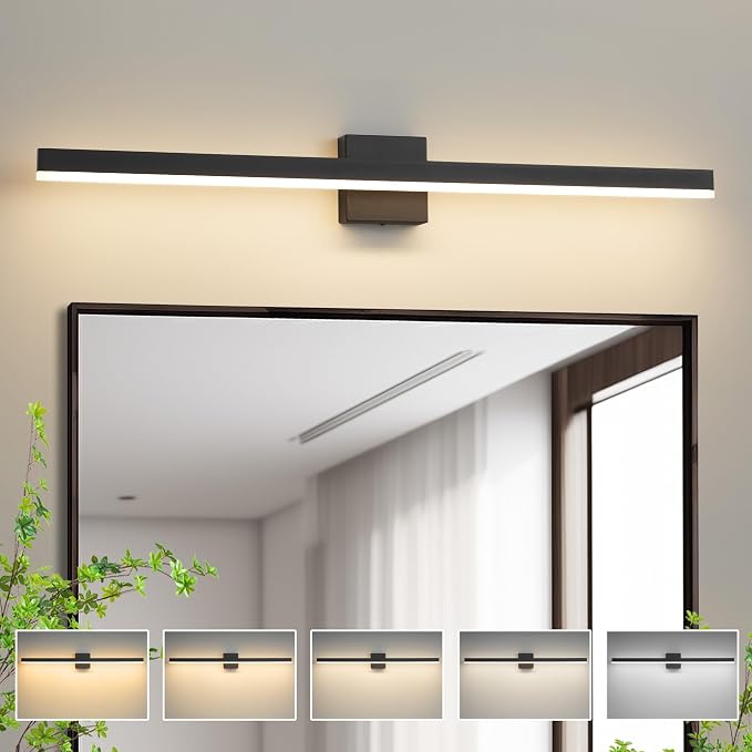 Black Bathroom Vanity Light 39.4 inch, 30W Dimmable 5CCT LED Modern Bathroom by Eicrkodn