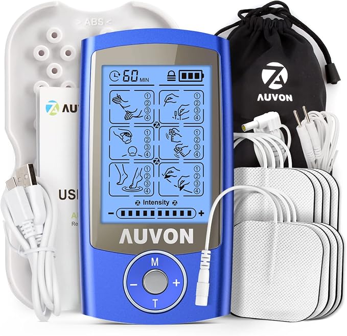 AUVON Rechargeable TENS Unit Muscle Stimulator, 24 Modes 4th Gen TENS Machine by AUVON