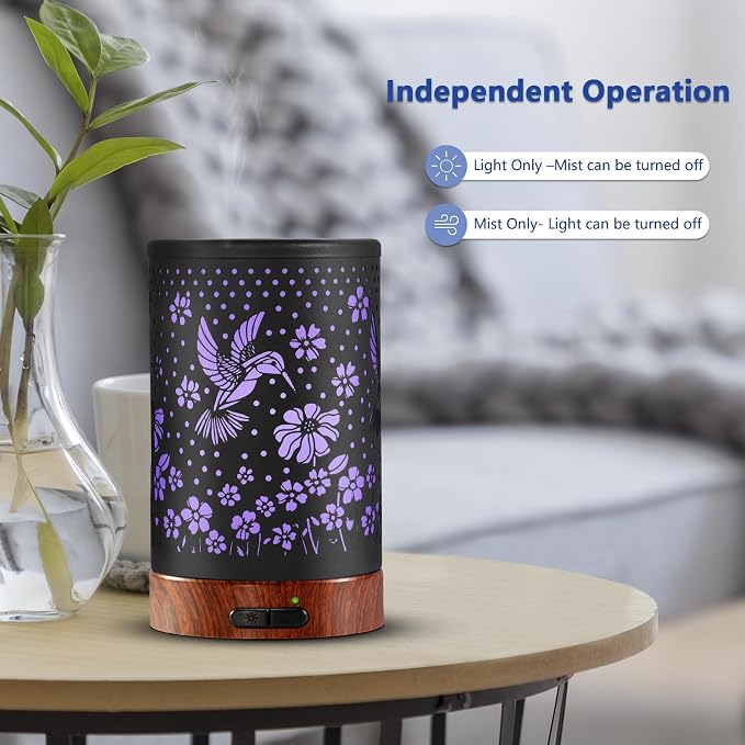 EQUSUPRO Essential Oil Diffuser 150ml Black Metal Aromatherapy Oil Diffuser - Image 4